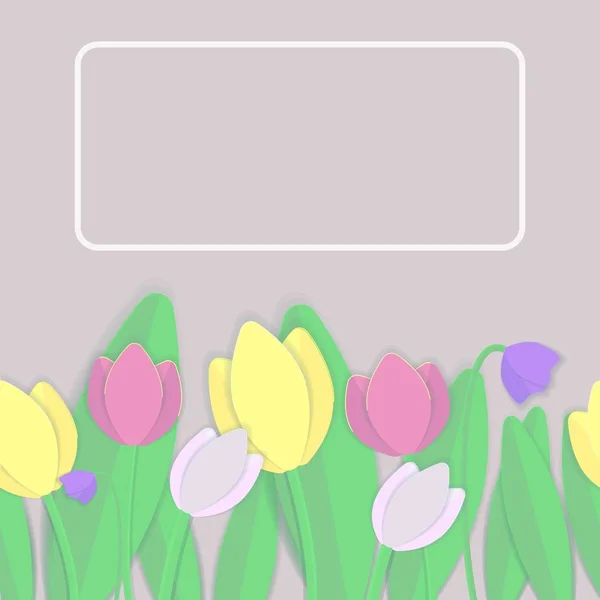 Vectorillustratie Tulpen Met Bladeren Envelop — Stockvector