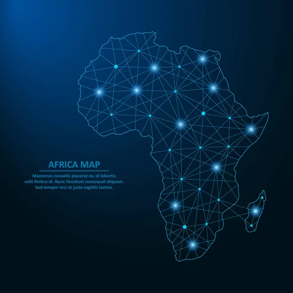 Mapa África Abstrata Criado Partir Linhas Pontos Brilhantes Forma Céu — Vetor de Stock