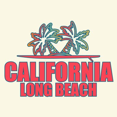 California Long Beach - t-shirt ve diğer baskı üretimi için vektör illüstrasyon.