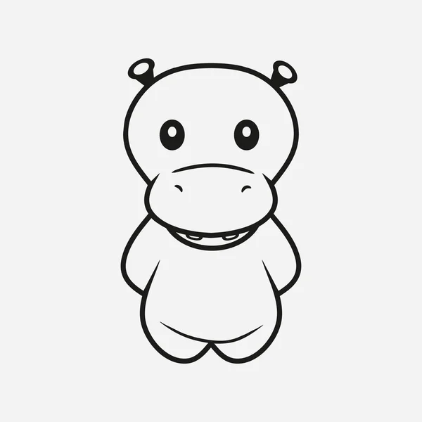 Illustration vectorielle de ligne hippo — Image vectorielle