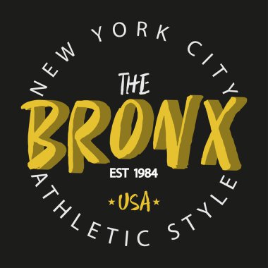 Bronx. New York'ta. Nyc. Tasarım kıyafetleri, tişörtler. Atletik stil.