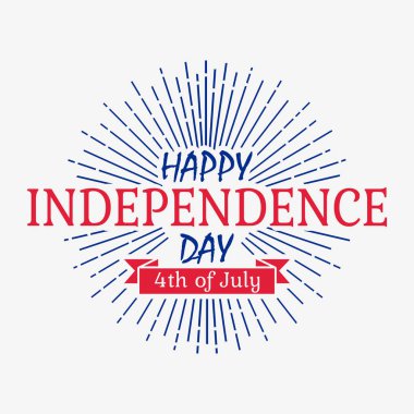 Kurdele ile Happy Independence Day kartı, güneş patlaması.