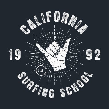 Shaka ile Sörf okulu California giyim baskı
