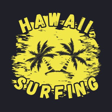 T-shirt için Hawaii sörf tipografi.