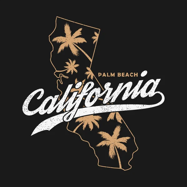 Kalifornia tipográfia grafika póló. — Stock Vector