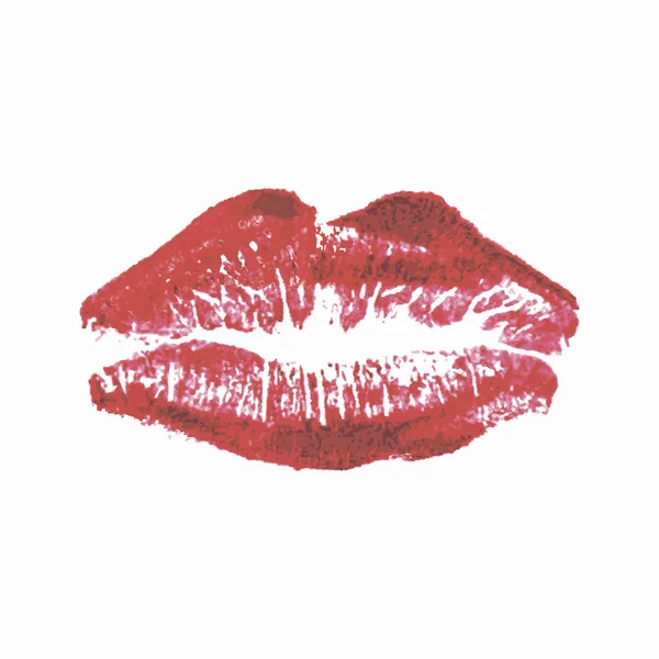 Lipstick kiss geïsoleerd op witte achtergrond. — Stockvector