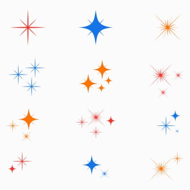 Sparkle stars. Color glowing light effect signs. clipart