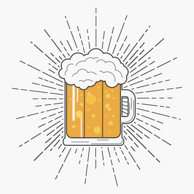 Hipster tarzıköpük ve güneş patlaması ile bira Cam.