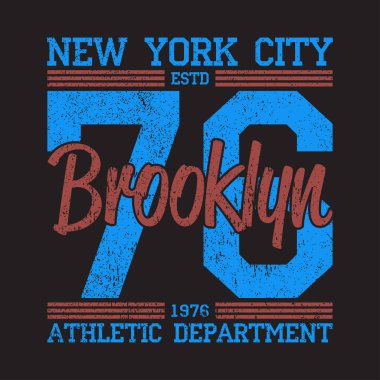 New York, Brooklyn grunge baskı numarası t-shirt için