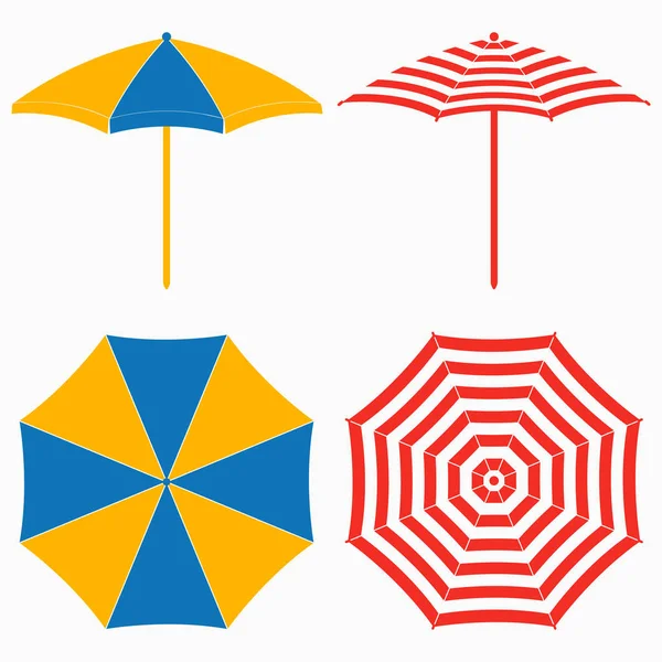 Beach umbrella, top and side view. — Stock Vector