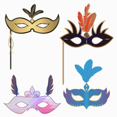 Karnaval yüz maskeleri seti.