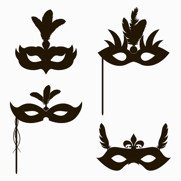 Набор икон карнавальных масок . — стоковый вектор