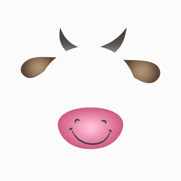 Cow face elements - ears, horns, nose and mouth. — Stock Vector