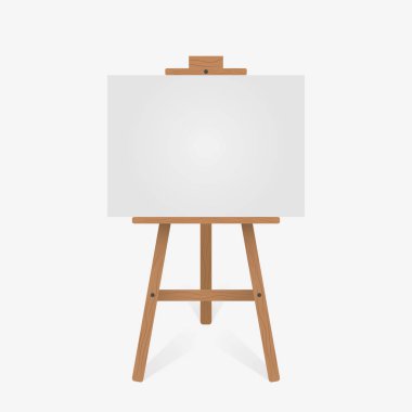 Boş beyaz tuval ile ahşap şövale.