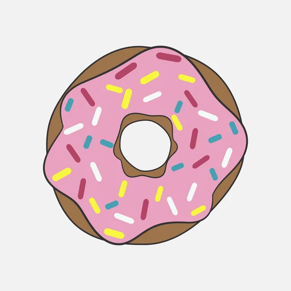 Donut with pink glaze. — Stock Vector