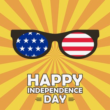 Gözlüklü Happy Independence Day kartı.