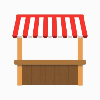 Tenteli sokak tezgâhı. Ahşap raflı büfe.