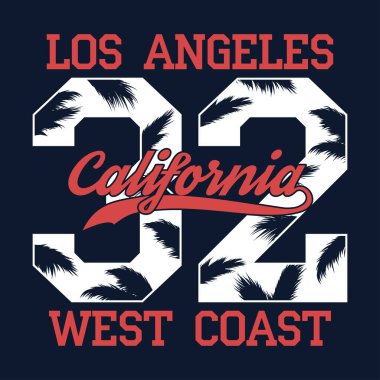 Los Angeles, Kaliforniya - t-shirt için numara baskı