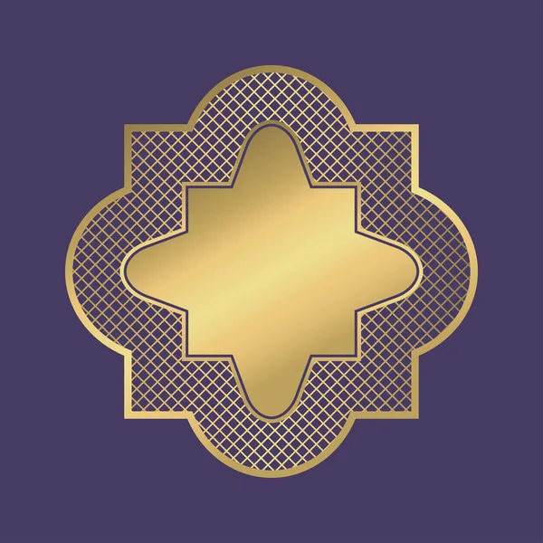 Gold geometric frame in arabic style. — Stock Vector