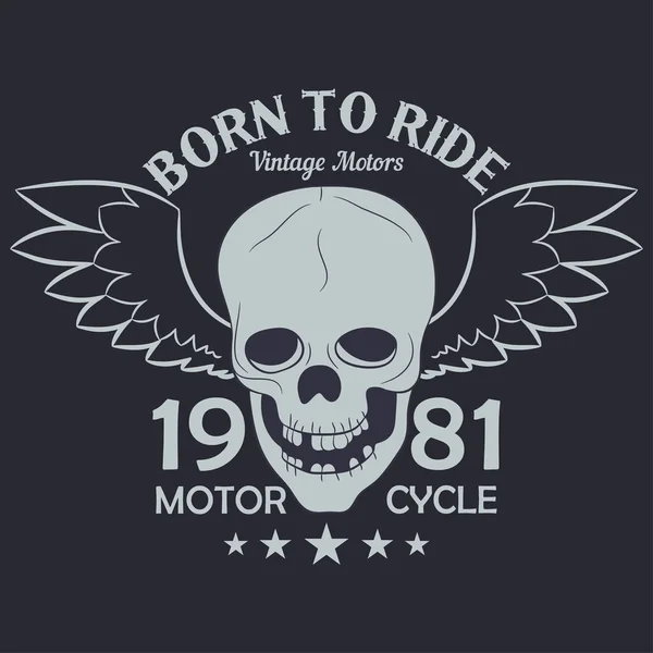 Motorradbekleidung Grafiken. Totenkopf mit Flügeln. — Stockvektor