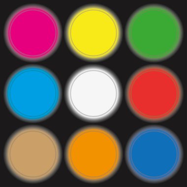 Neon renkli daire düğmeleri.