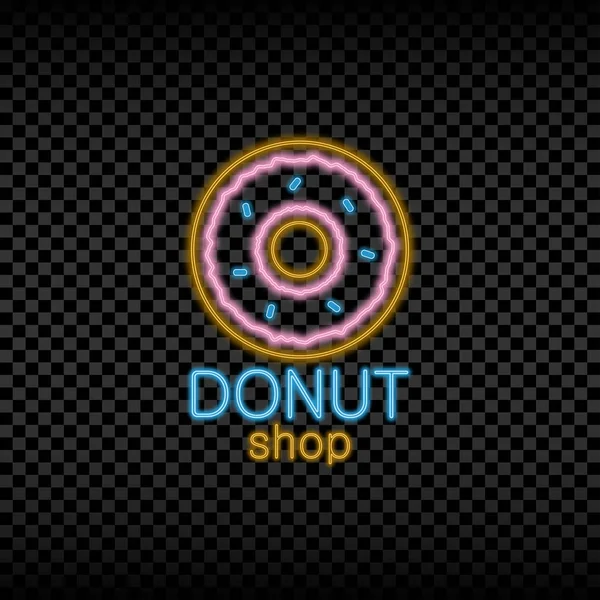 Neon światło znak Donut Shop. — Wektor stockowy