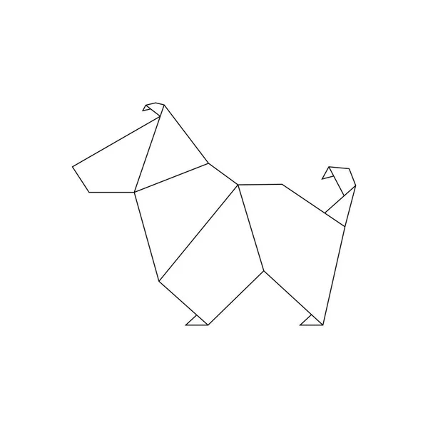 Línea de perro en estilo origami . — Archivo Imágenes Vectoriales