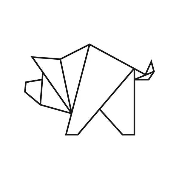 Cerdo de origami. Forma de línea geométrica para el arte del papel plegado . — Archivo Imágenes Vectoriales