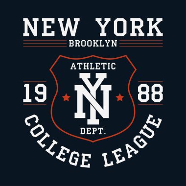 New York, Brooklyn kalkanlı t-shirt için grafik