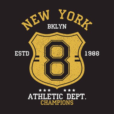 New York, BKLYN vintage number graphic for t-shirt clipart