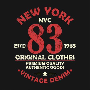 Sayı t-shirt için New York vintage grafik.