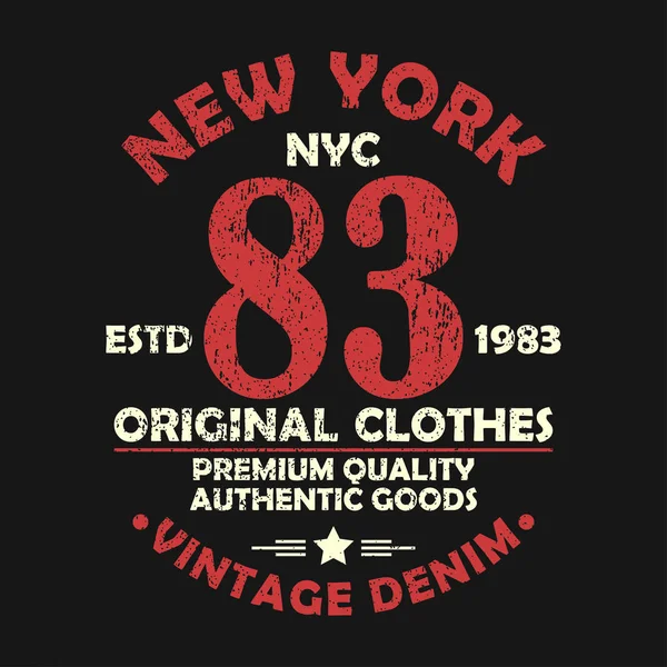 番号Tシャツのためのニューヨークのヴィンテージグラフィック. — ストックベクタ