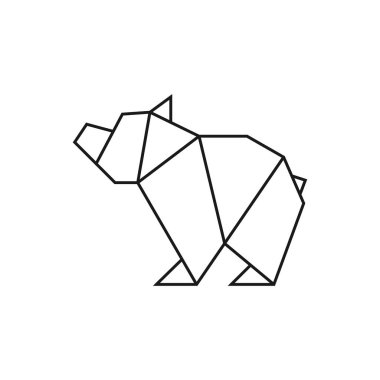 Origami ayısı. Katlanmış kağıt sanatı için geometrik çizgi şekli.