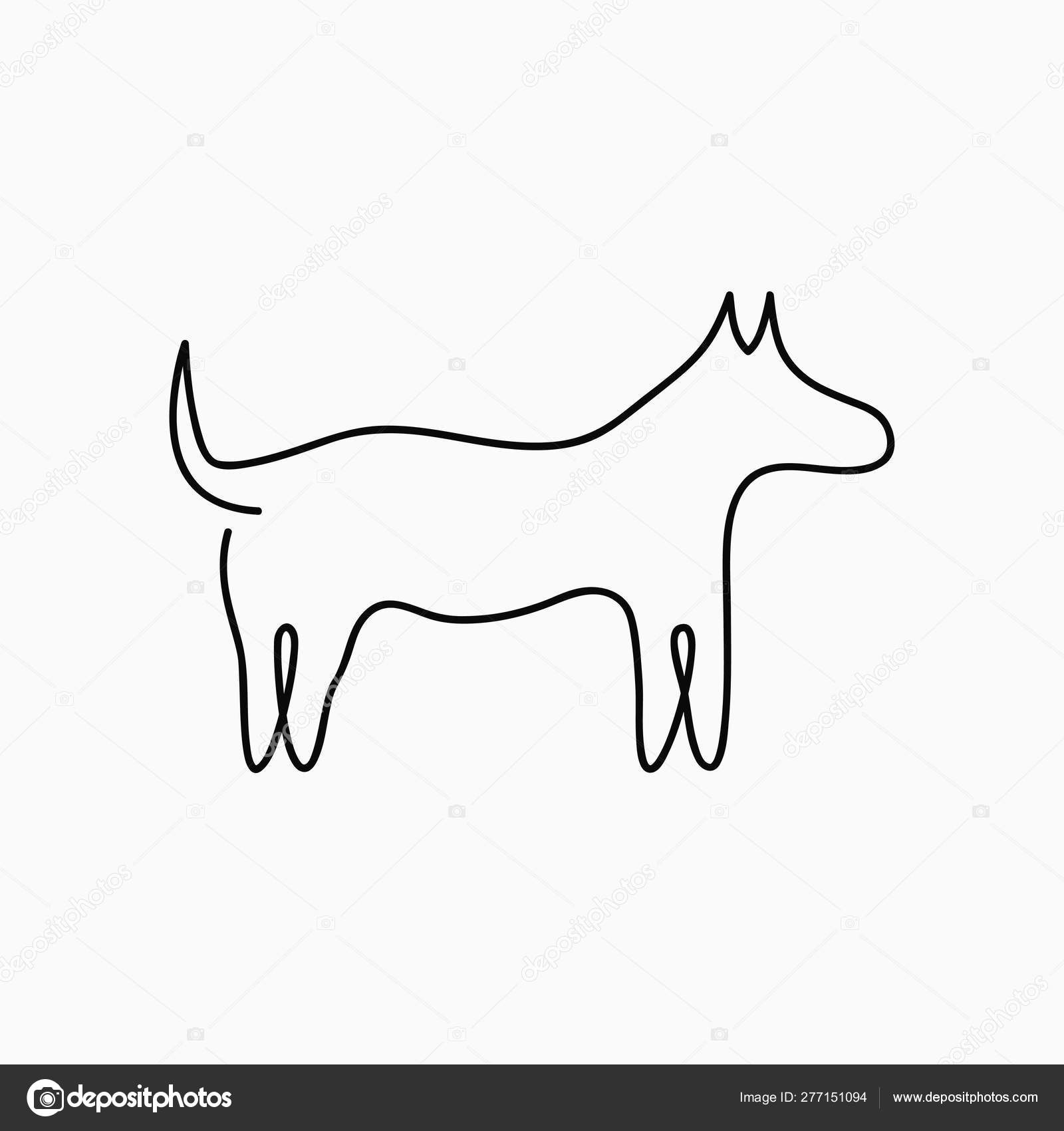 Dog One Line Drawing Continuous Line Pet Animal Stock Vector