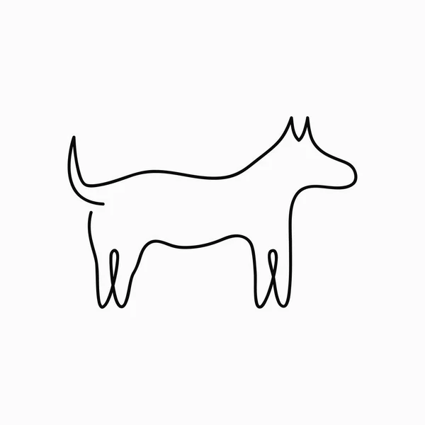 Perro dibujo de una línea. Línea continua animal de compañía . — Archivo Imágenes Vectoriales