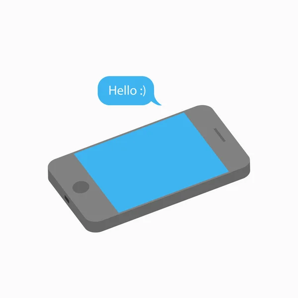 Teléfono móvil 3D y mensaje - Hola . — Vector de stock