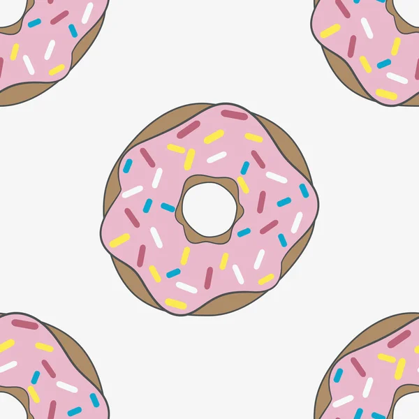 Seamless pattern donut with pink glaze. — Stock Vector