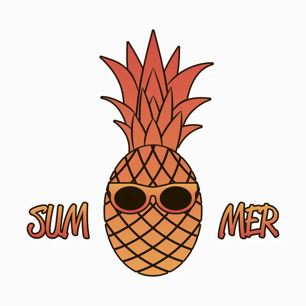 Sommergrafik mit Ananas in Sonnenbrille. — Stockvektor