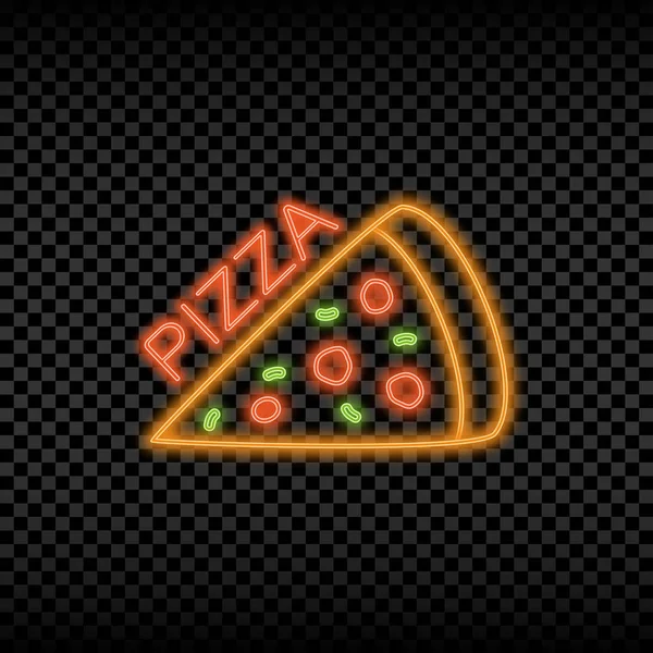 Neon light sign of pizza cafe. — Stock Vector
