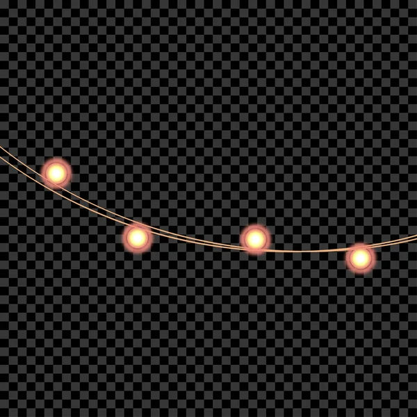 Slingers. Kerst gloeiende lichten. — Stockvector