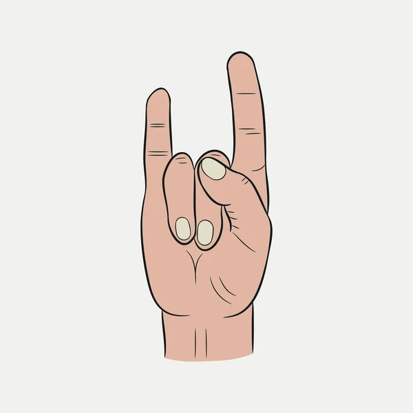 Signo de mano de rock and roll . — Vector de stock