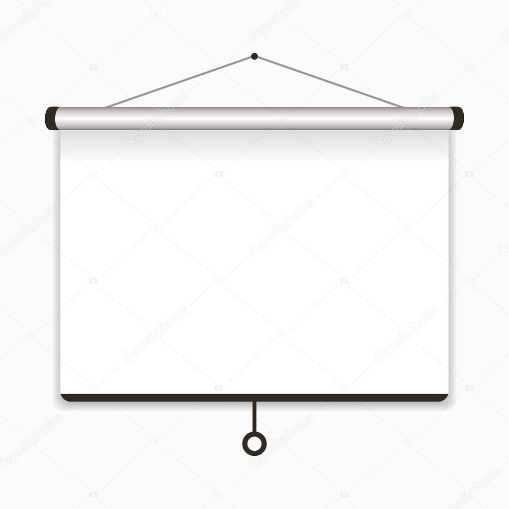 Projection screen. Empty presentation board for conference.