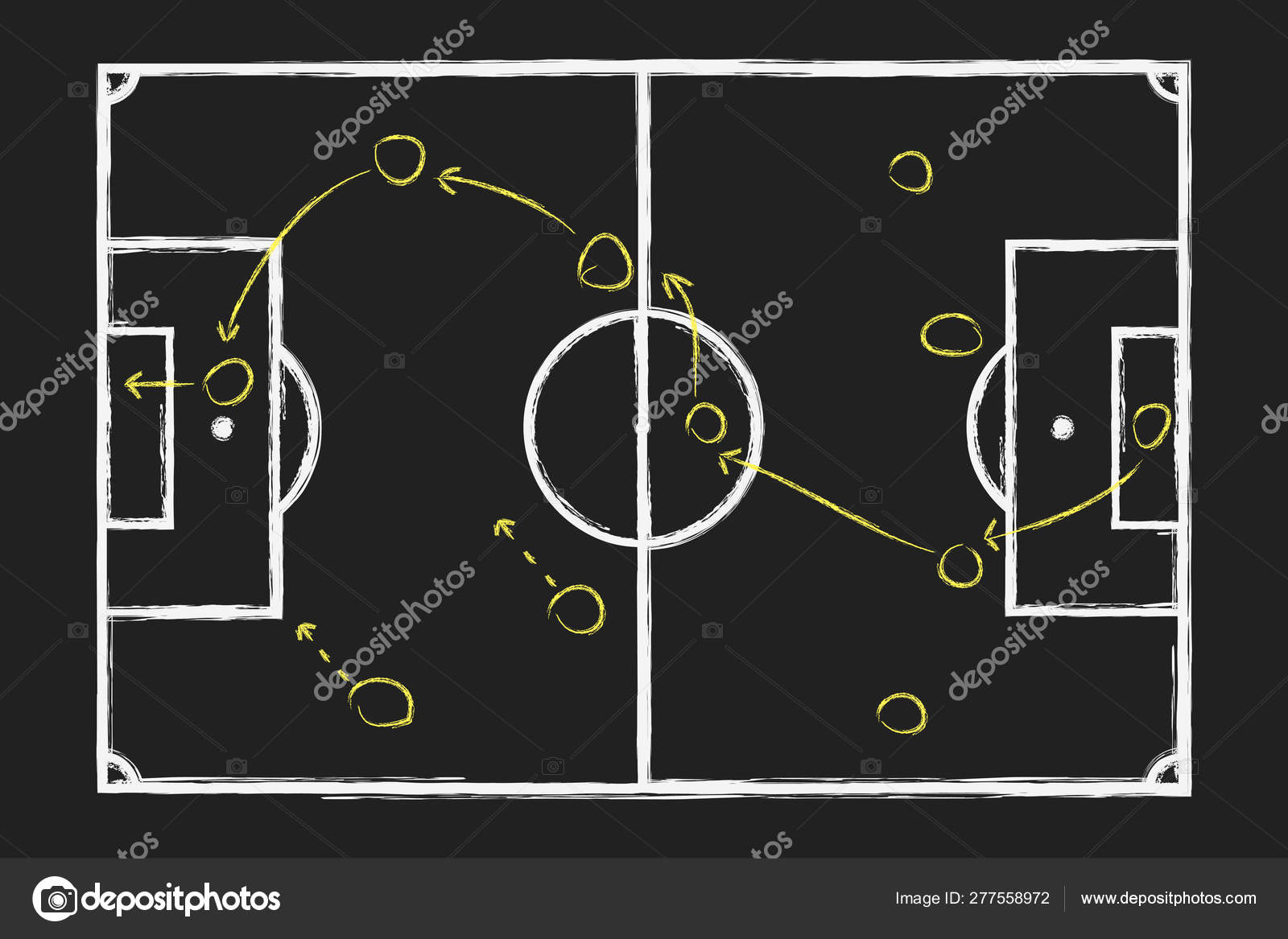 Plano de jogo para o futebol no quadro-negro