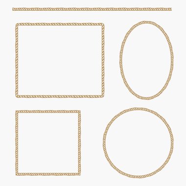 Beyaz arka plan üzerinde izole edilmiş halat çerçevesi seti.