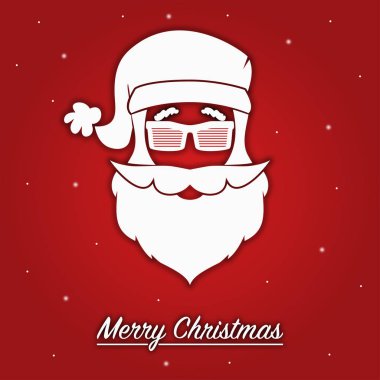 Gözlüknoel baba ile Merry Christmas kartı.