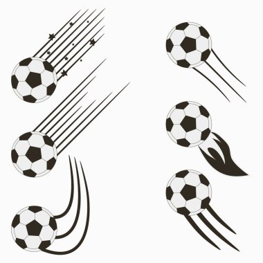 Soccer or Football balls set with motion trails. clipart