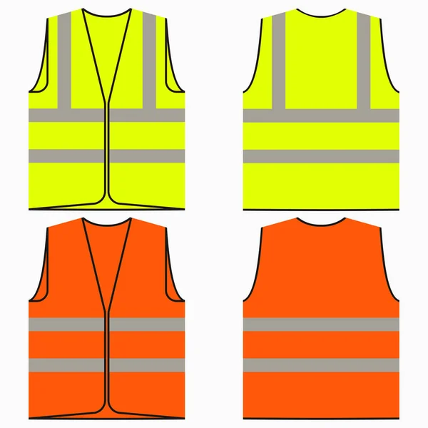 Gilet di sicurezza. Set di giallo e arancione uniforme di lavoro — Vettoriale Stock