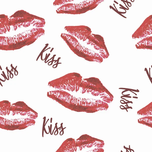 Lipstick kiss seamless pattern. — Stock Vector