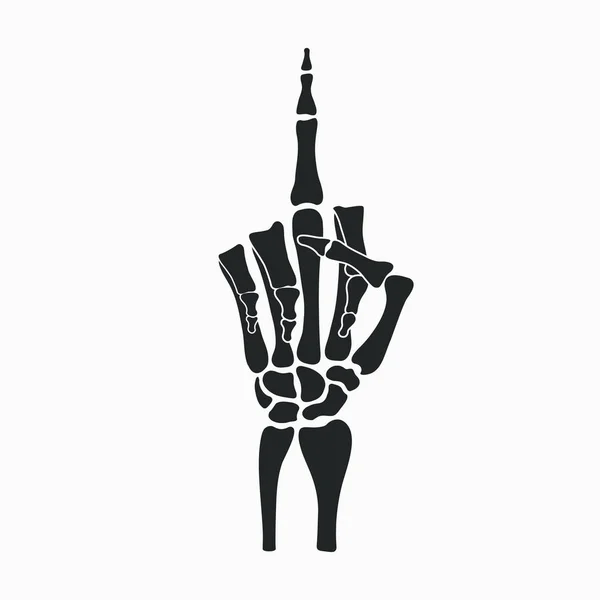 Skeleton hand shows middle finger gesture. — Stock Vector