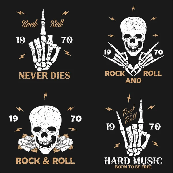 Vintage rock-n-roll t-shirt grafik seti.